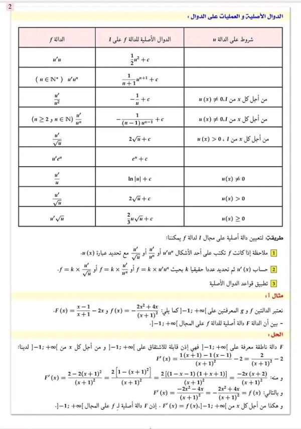 حساب الدوال الأصلية السنة الثالثة شعب علمية الدالة الأصلية لدالة على دوال سنة 3 ثانوي