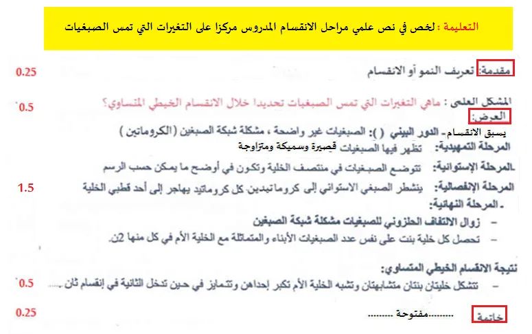 نص علمي حول الانقسام الخيطي المتساوي 1ثانوي نص علمي حول الانقسام الخيطي  من الوحدة 1 للسنة 1 ج.م.ع.ت