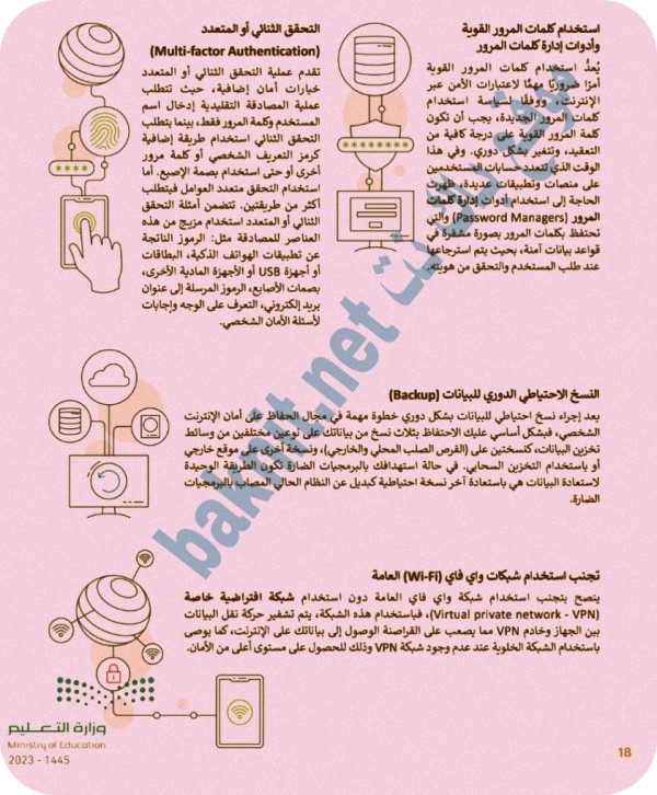 ملخص وحل درس الأمن السيبراني مهارات رقمية ثالث متوسط ف 1 1445هـ بدون تحميل