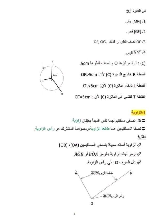 الاشكال المستوية رياضيات اولى متوسط مذكرة درس حول الأشكال المستوية