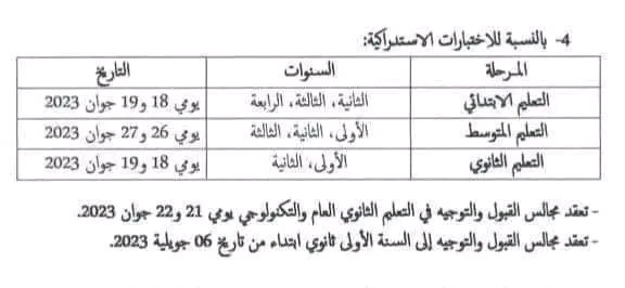 رزنامة الاختبارات الاستدراكية 2023