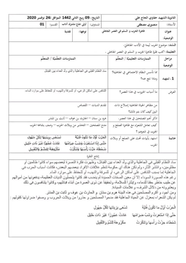 تعبير كتالي حول ظاهرة السلم والصلح أولى ثانوي