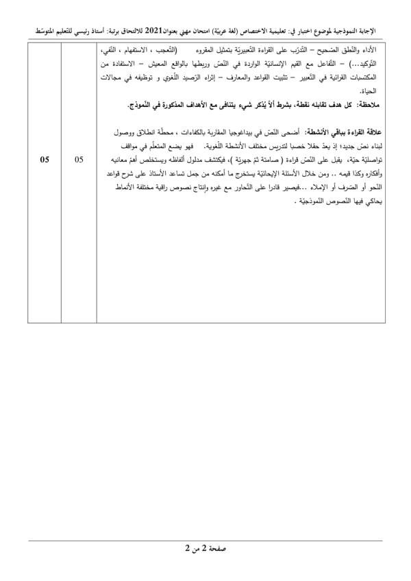 مواضيع مسابقة استاذ رئيسي متوسط مع الحل  امتحان مهني للالتحاق برتبة أستاذ