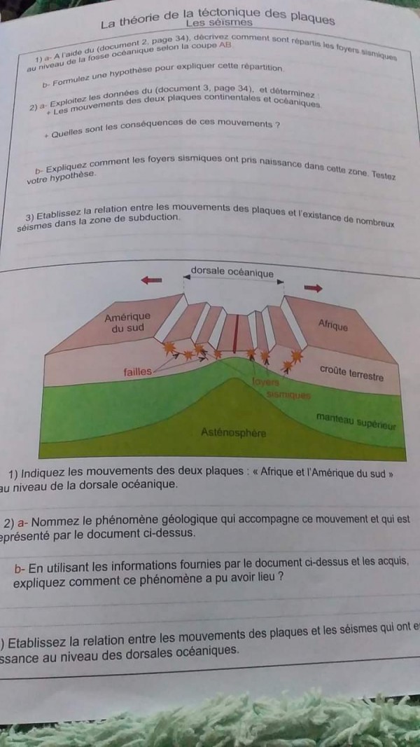 تصحيح التمارين : Chaier des sciences de la vie et de la terre علوم ثانية اعدادي