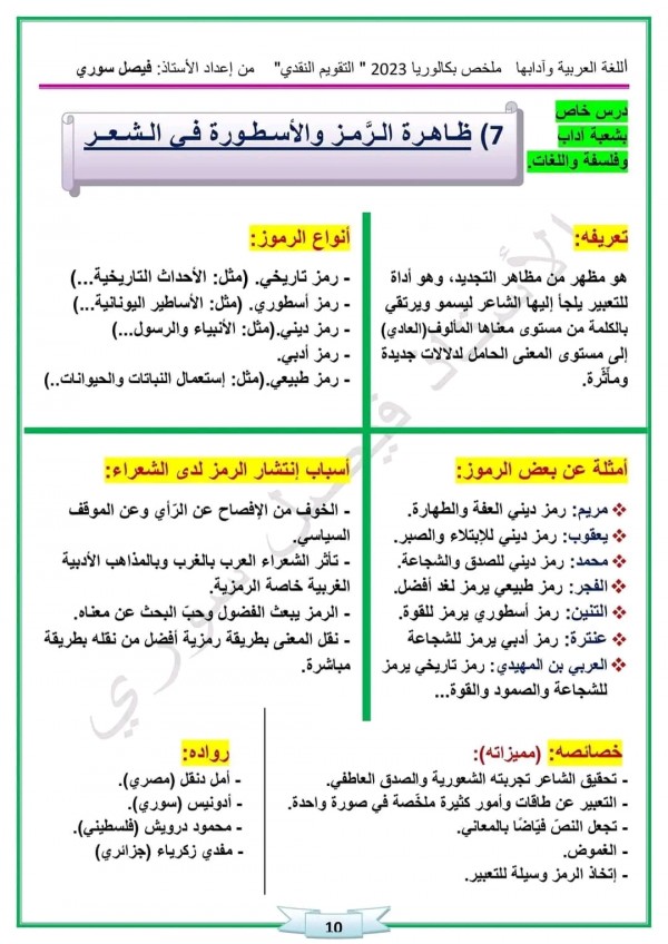 ملخص الرمز والأسطورة ثالثة ثانوي تقويم نقدي عن الرمز والأسطورة 3 ثانوي  ظاهرة الرمز والأسطورة تعريف أنواع أمثلة أسباب