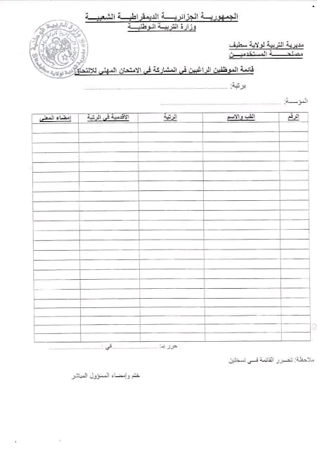 كل مايخص الامتحانات المهنية 2023 لولايةسطيف  و قسنطينة:الرتب المعنية الملف و كيفية التسجيل و استمارة التسجيل