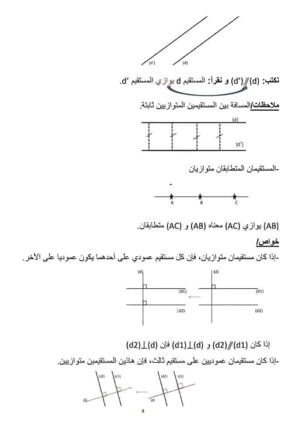 التوازي و التعامد  1 متوسط المستوى: أولى متوسط. المقطع التعليمي. :1. مذكرة درس التوازي و التعامد